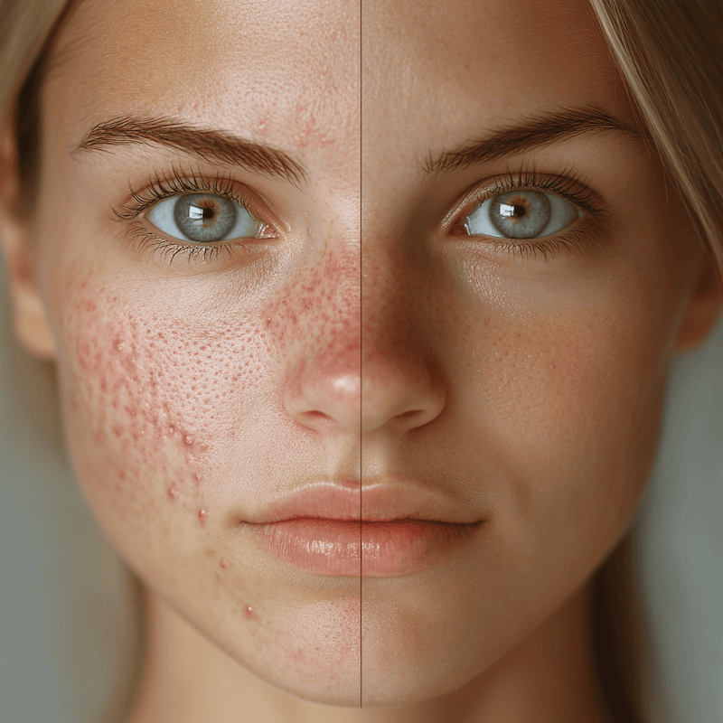 Face before/after procedure